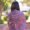 Purple Ladies Border embroidered pashmina scarf